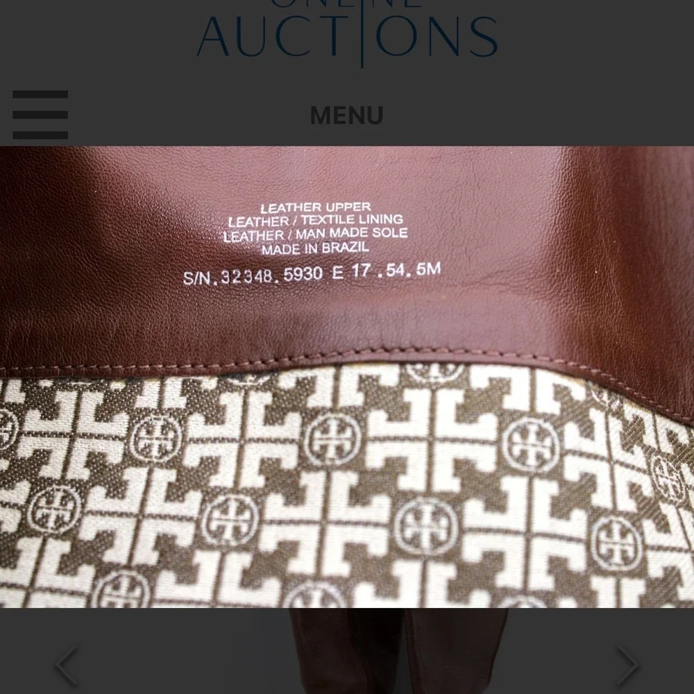 Tory Burch Tan Leather Boots with Gold Emblem
